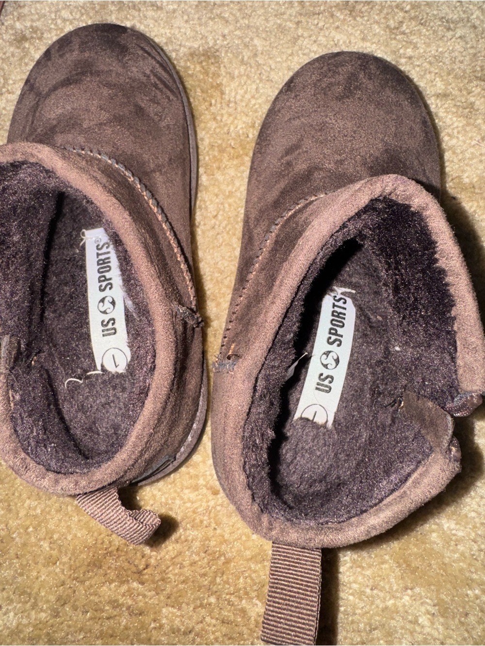 Kids Cozy Brown Fleece-Lined Boots by